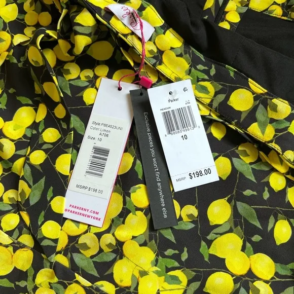 NWT Parker black and yellow lemon mini skirt size 10