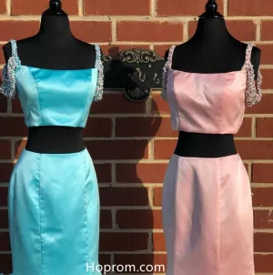 Off Shoulder Simple Two Piece Prom Dresses Evening Dresses
