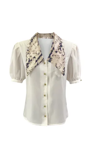 Off-White Large Collar Puffed Sleeve Shirt