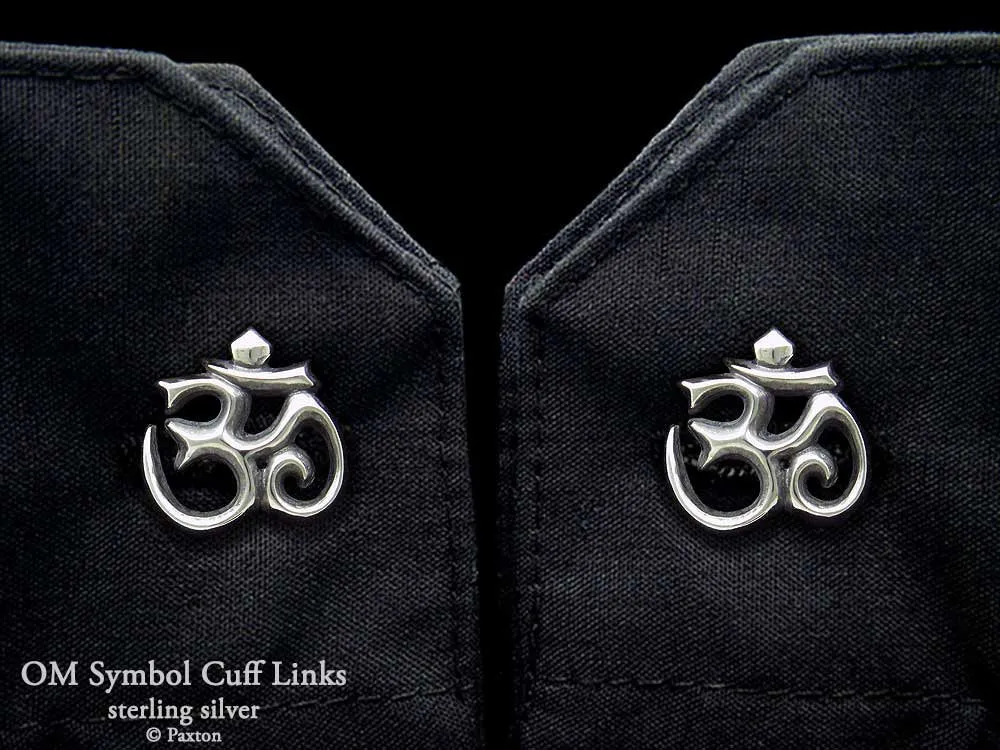 OM Symbol Cuff Links Sterling Silver