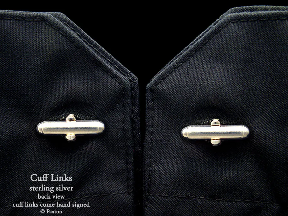 OM Symbol Cuff Links Sterling Silver