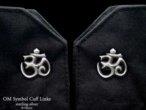 OM Symbol Cuff Links Sterling Silver