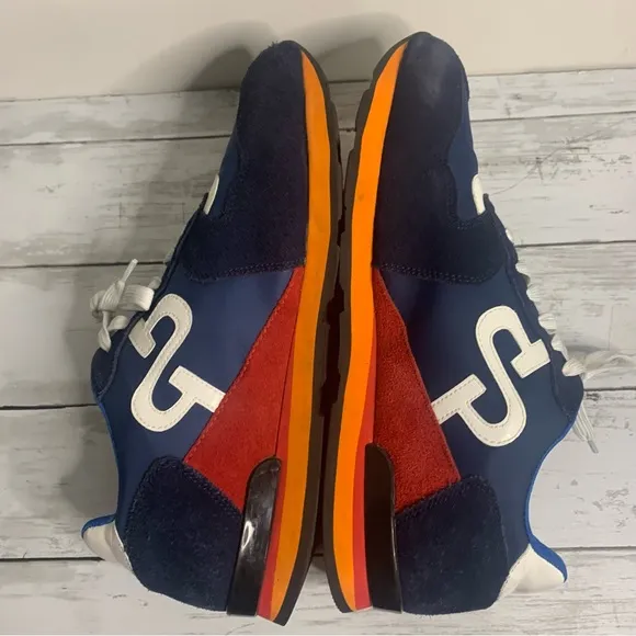 Opp France Lace-Up Suede Sneakers Blue Size 10