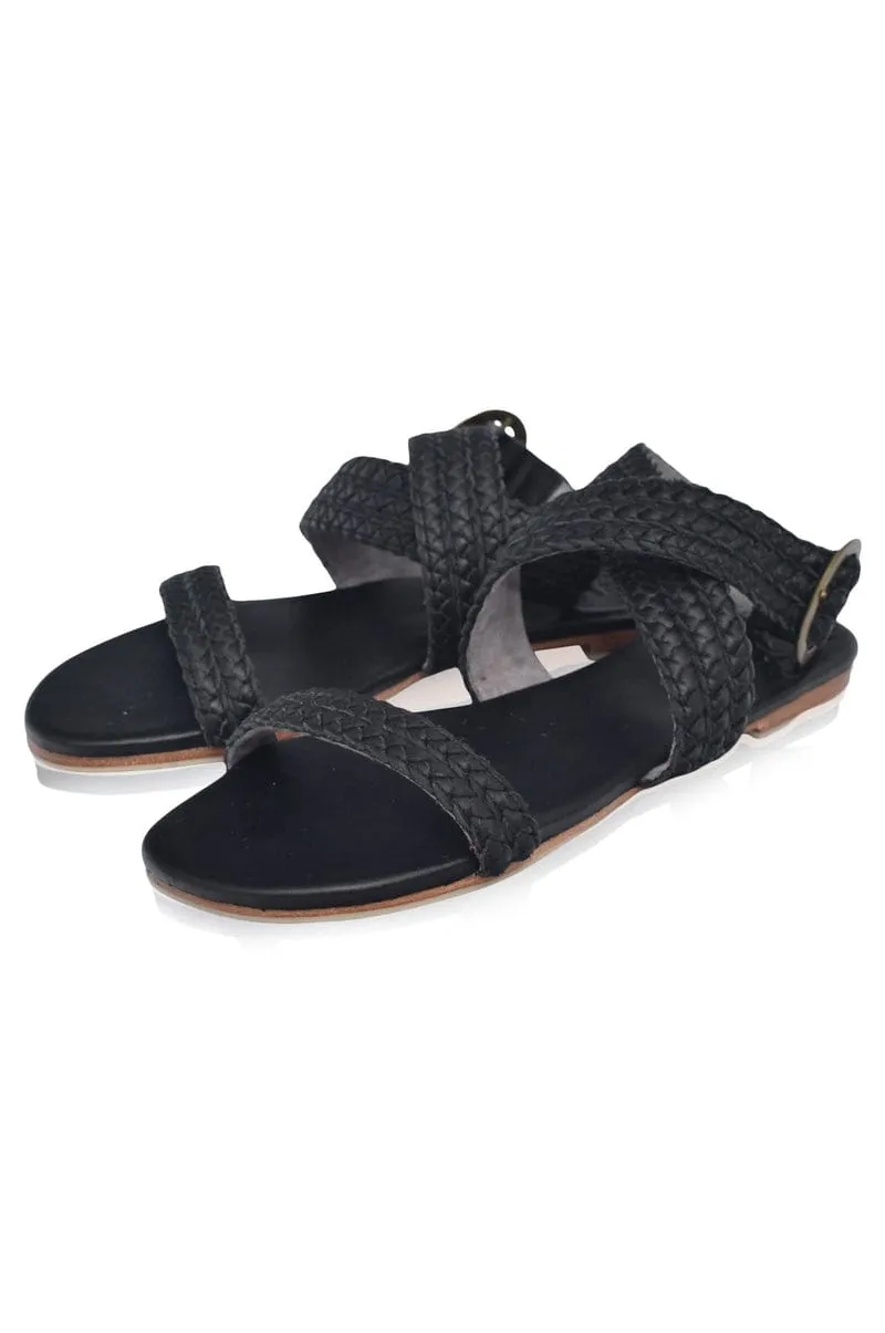 Orra Greek Leather Sandals in Dark Tan