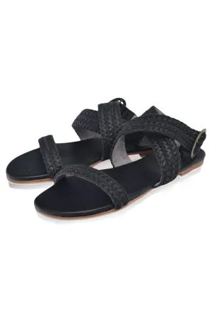 Orra Greek Leather Sandals in Dark Tan