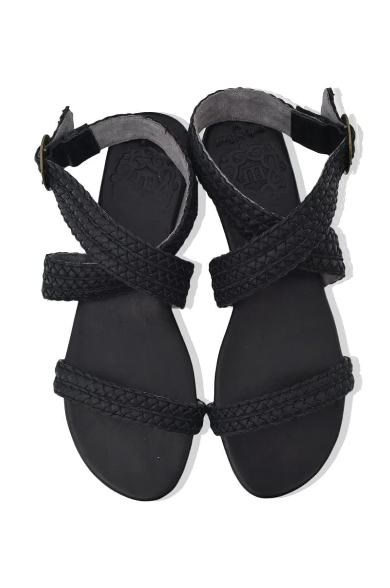 Orra Greek Leather Sandals in Dark Tan