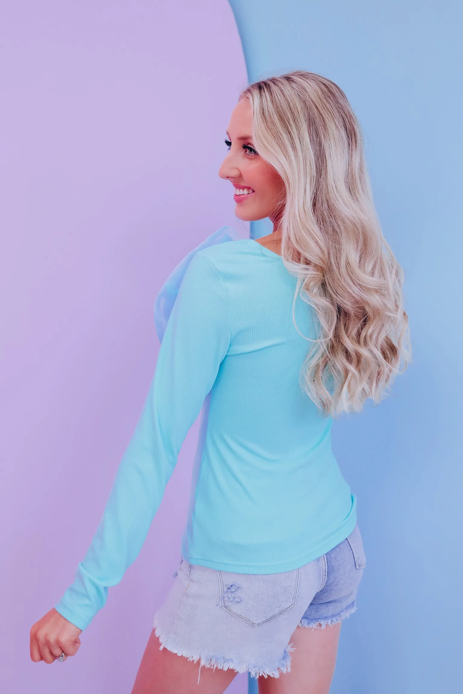 Oslo Organza Bow Top - Light Blue