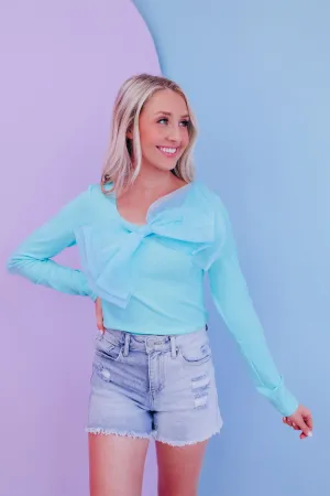 Oslo Organza Bow Top - Light Blue