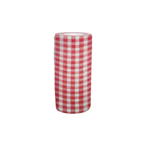Perry Equestrian 100mm x 4.5m Cohesive Bandage (Red Check)