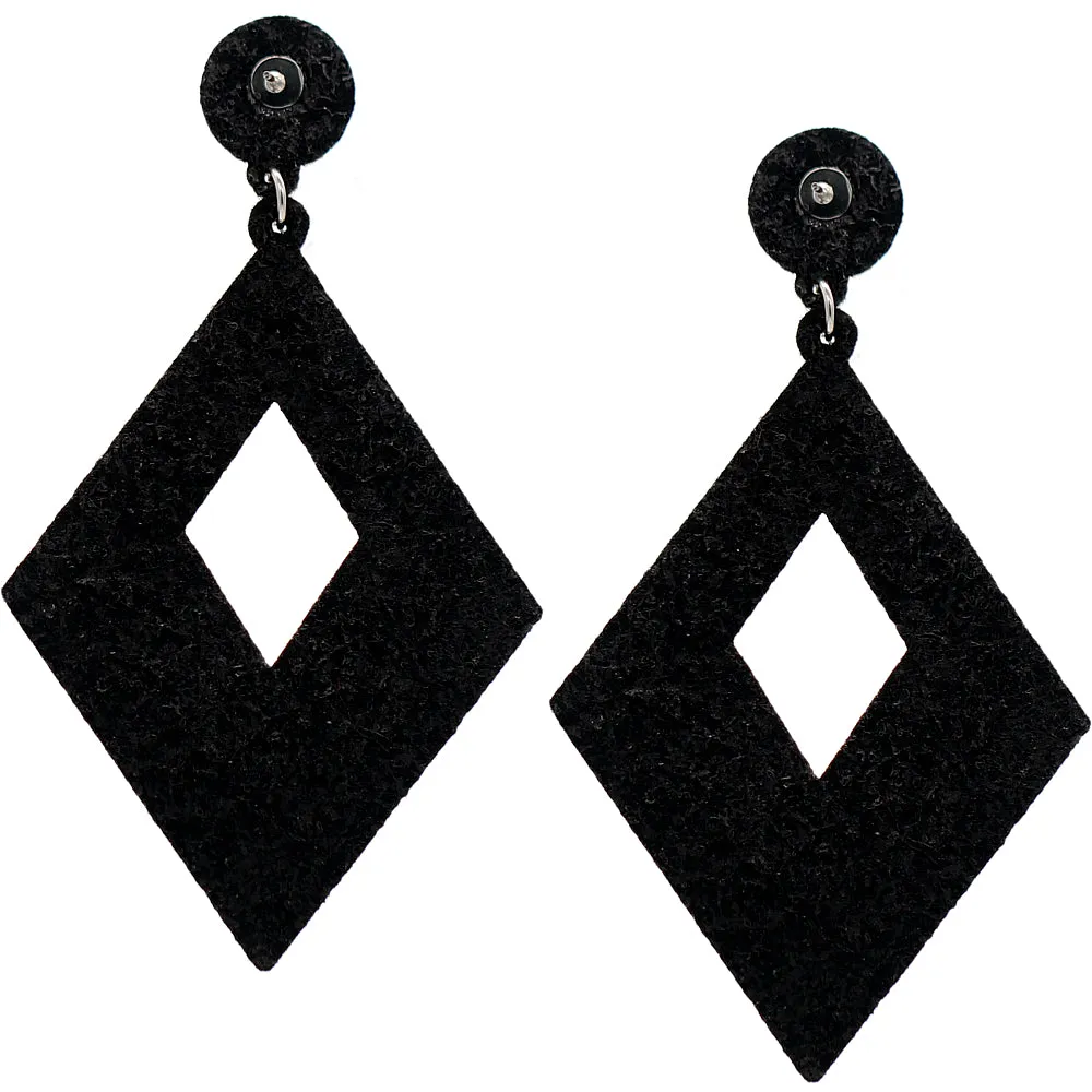 Pink Rhinestone Rhombus Felt Earrings