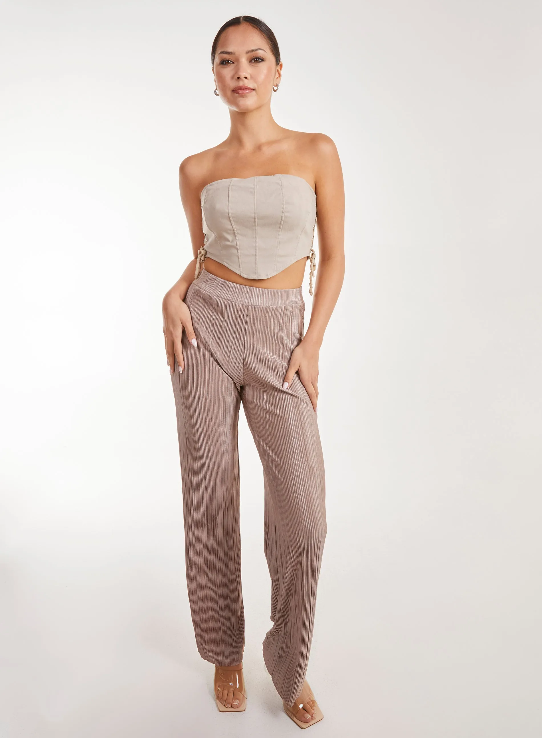 Plisse Flared Trousers