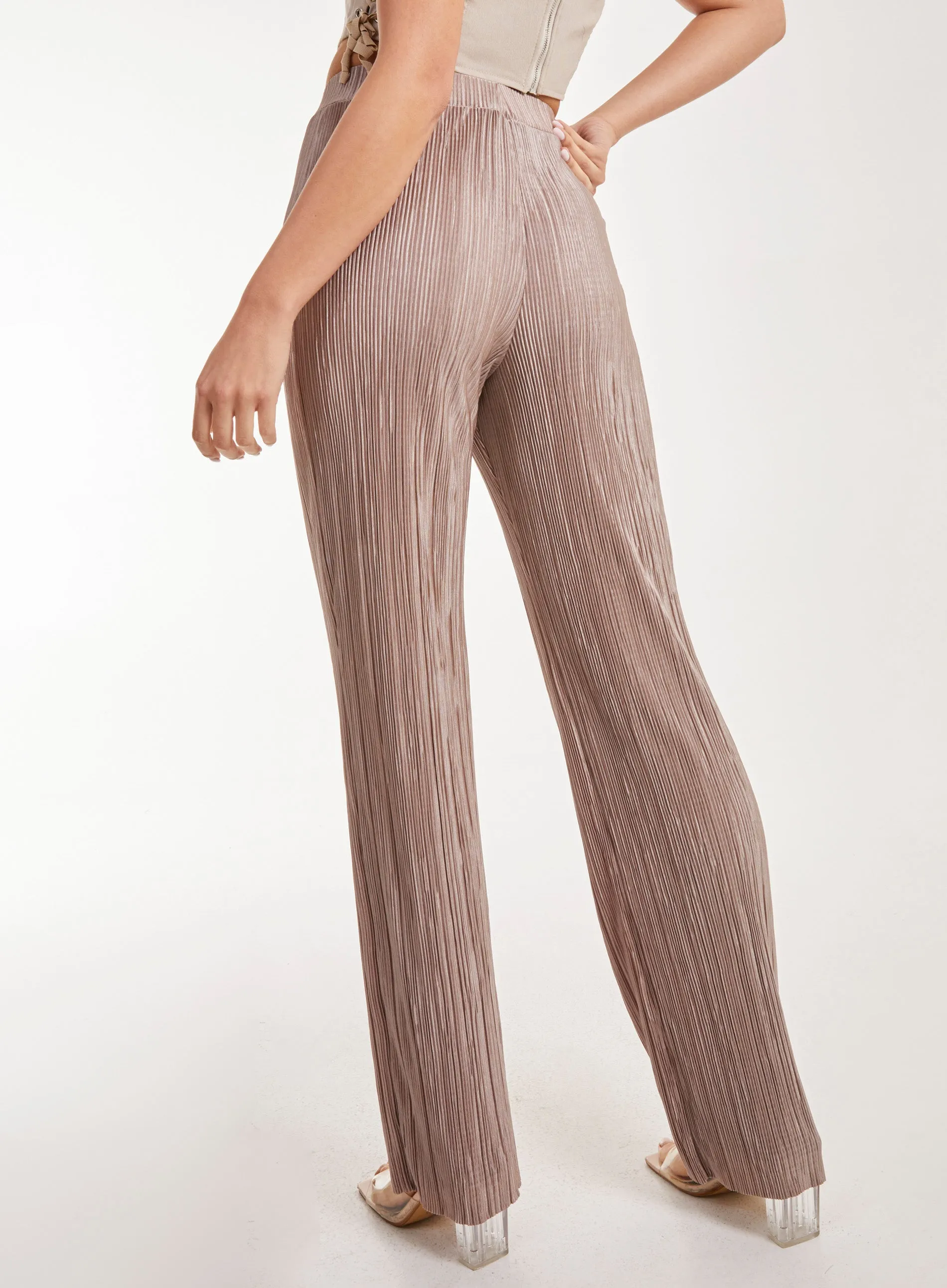 Plisse Flared Trousers