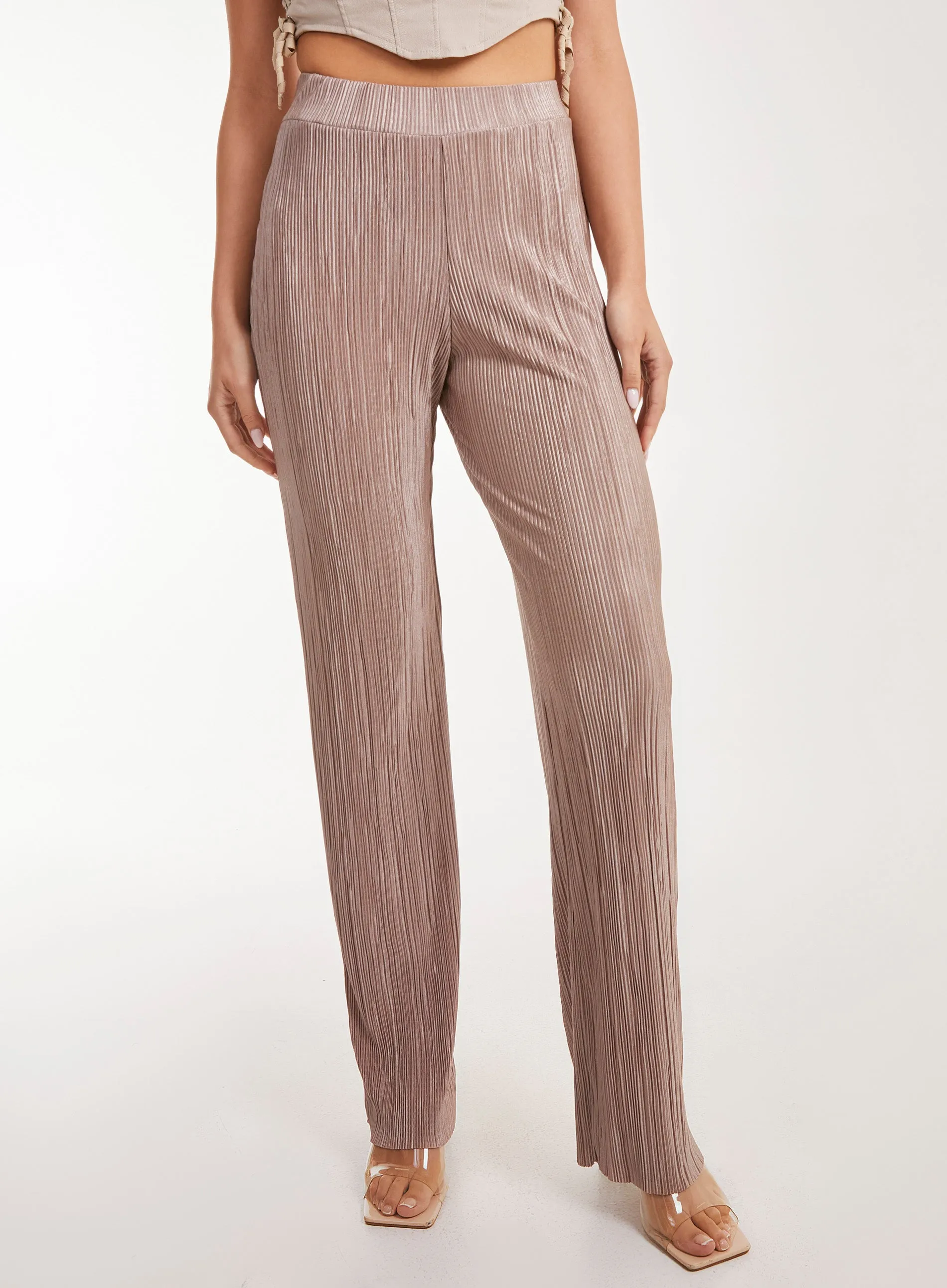Plisse Flared Trousers