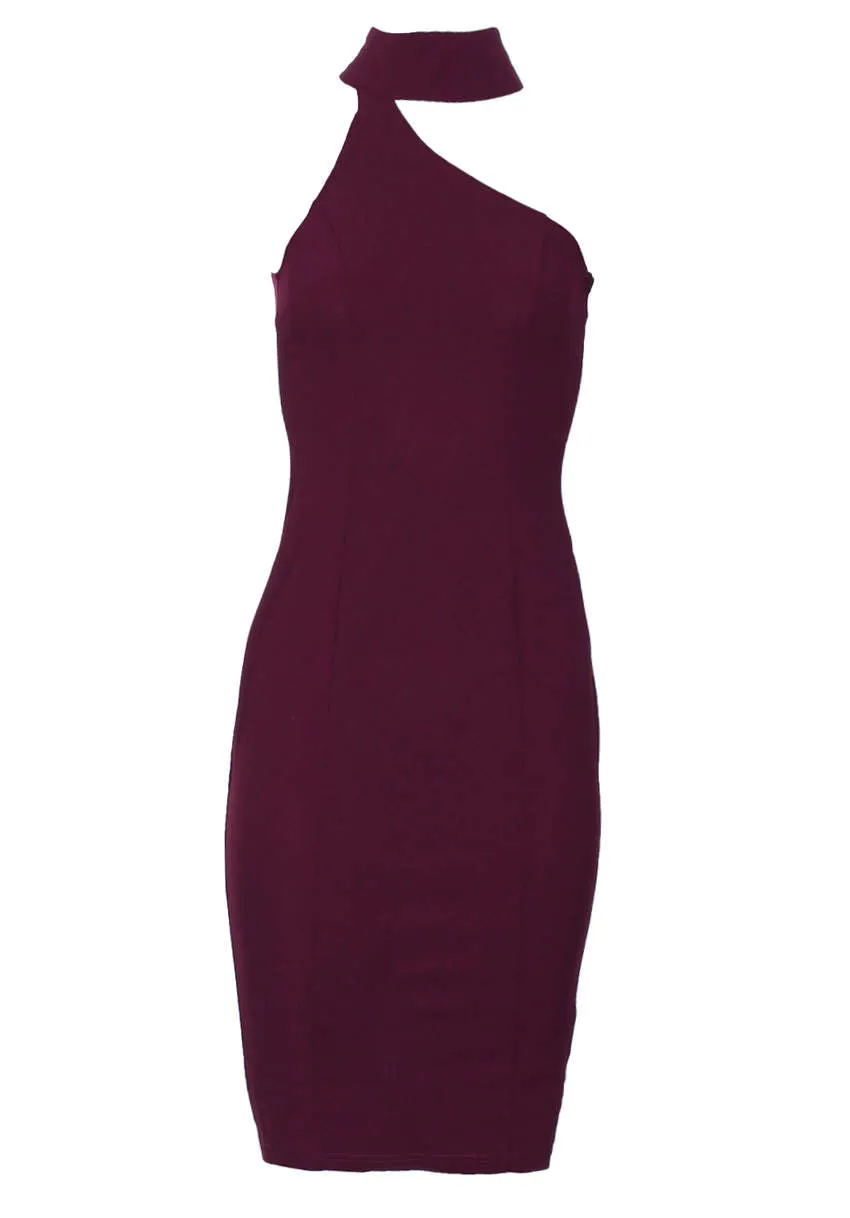 Plum One Shoulder Midi Dress