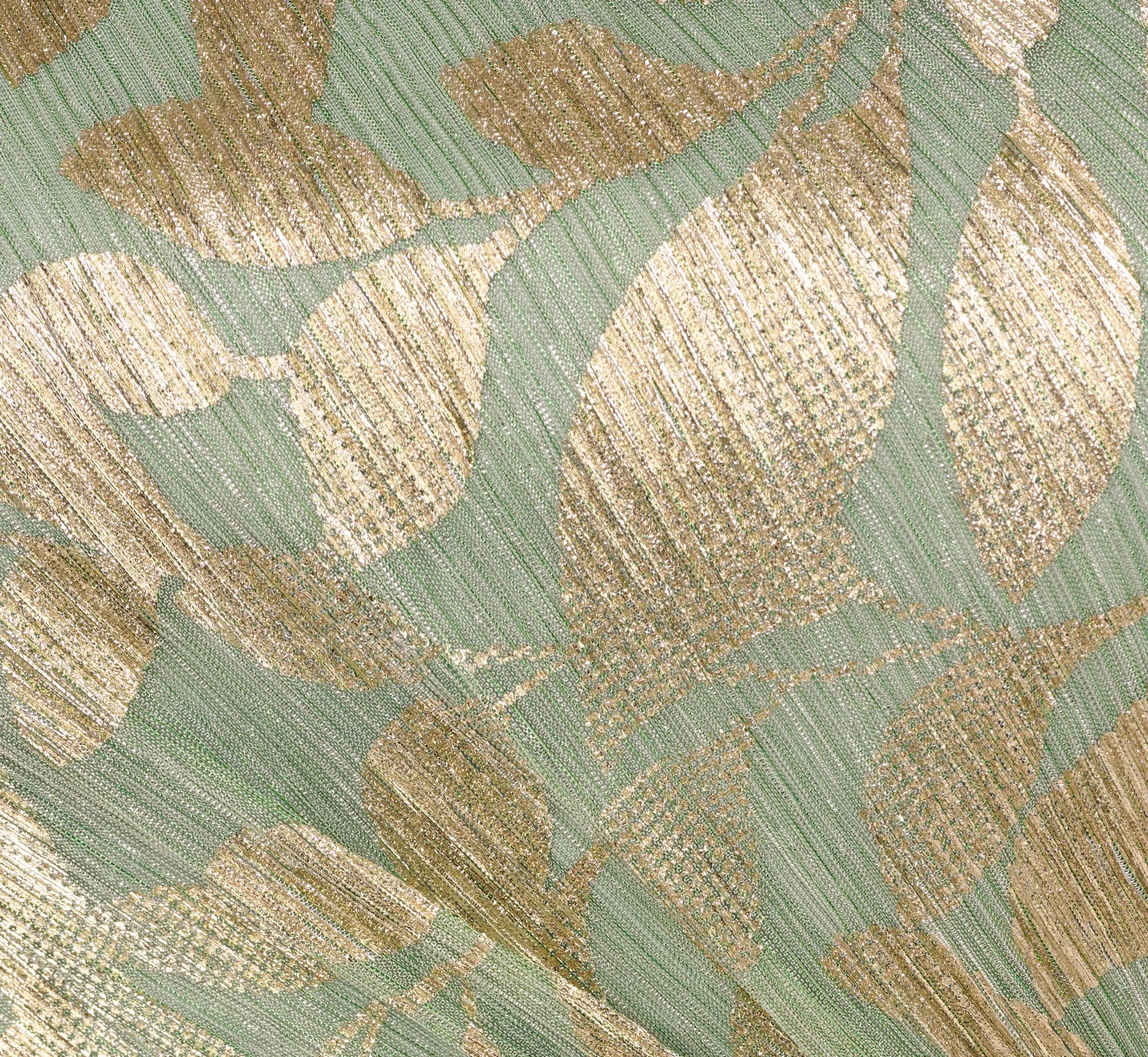 Plus Size Foil Printed Asymmetric Gown With Ruffled Detail In Sage Gold