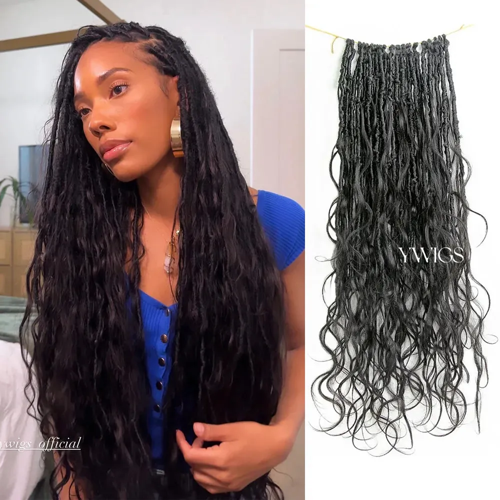 Pre-looped Crochet Boho Locs with Body Wave Virgin Human Hair Curls