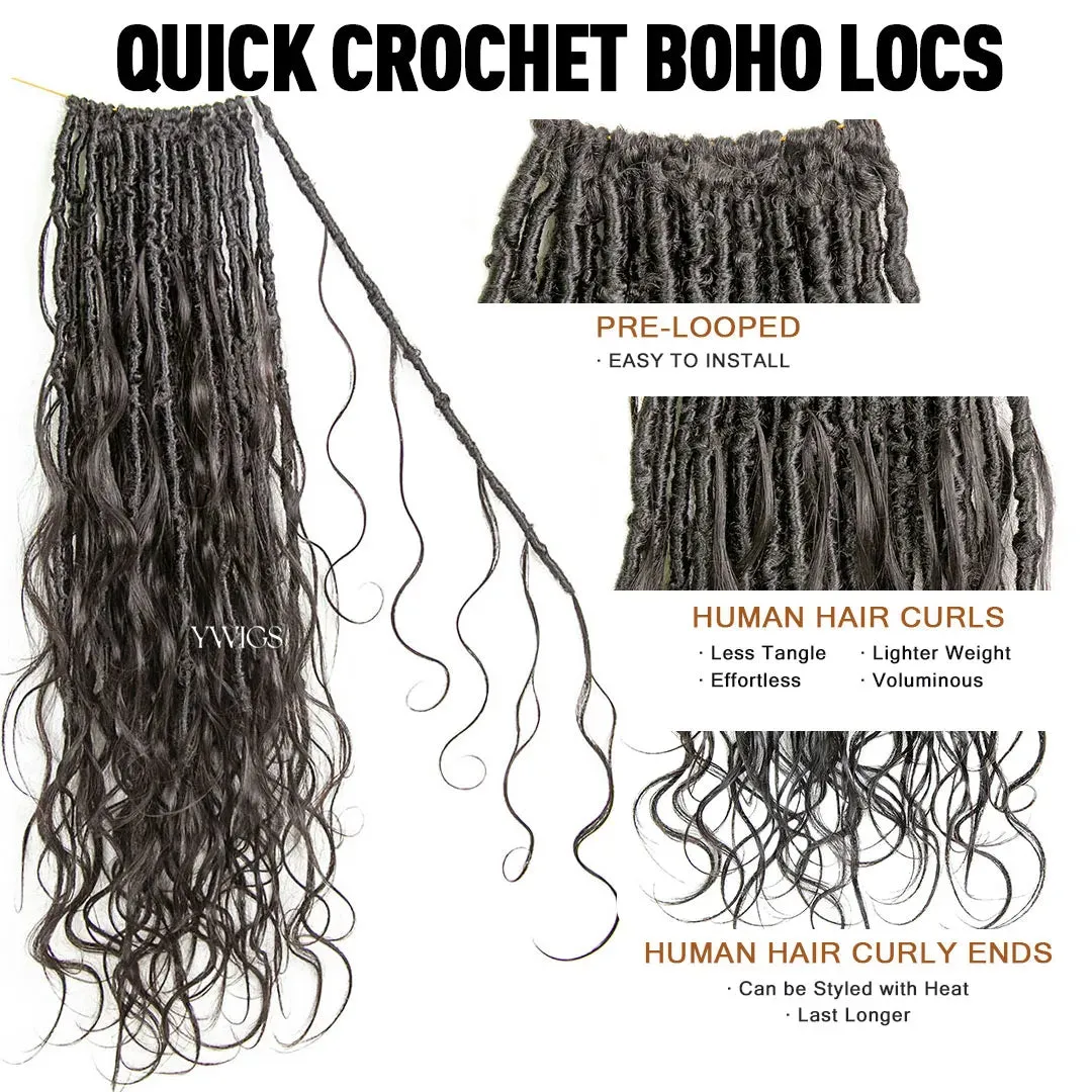 Pre-looped Crochet Boho Locs with Body Wave Virgin Human Hair Curls