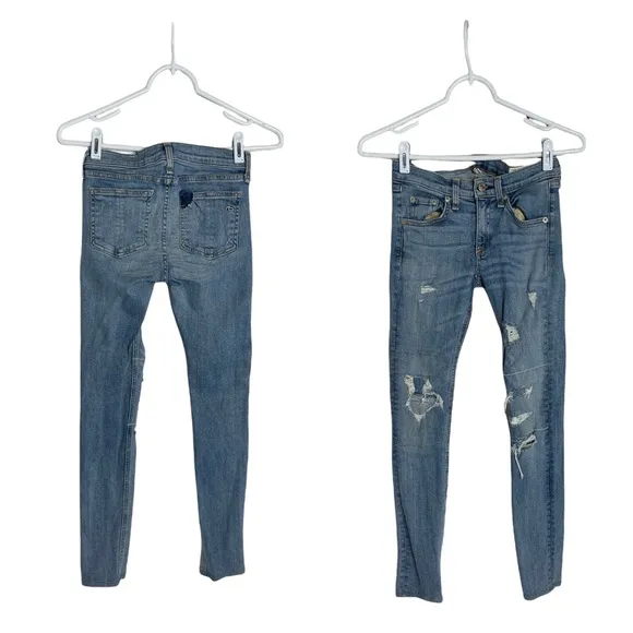 Rag   Bone Super Skinny Distressed Destructed Jeans 25