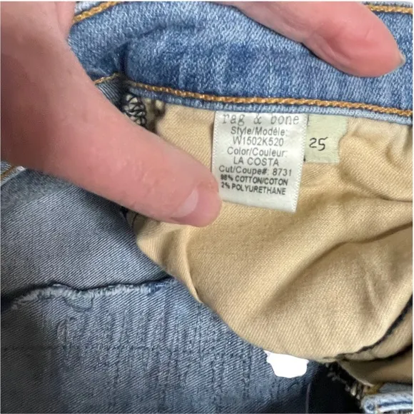 Rag   Bone Super Skinny Distressed Destructed Jeans 25