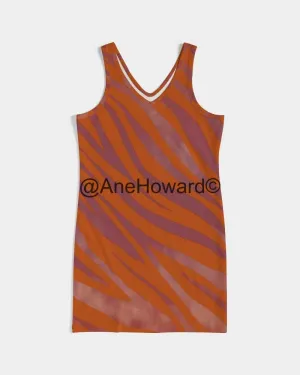 Red Zebra Women's Rib Knit V Neck Short Dress