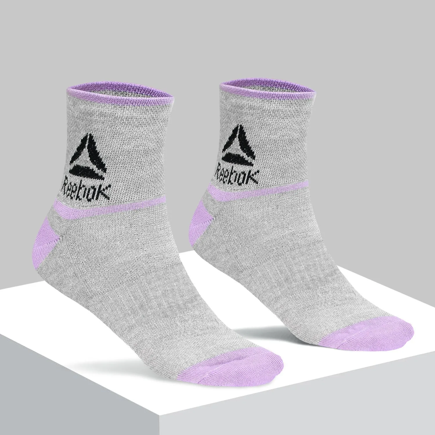 Reebok Ankle Socks Pack of 3 Grey & Purple
