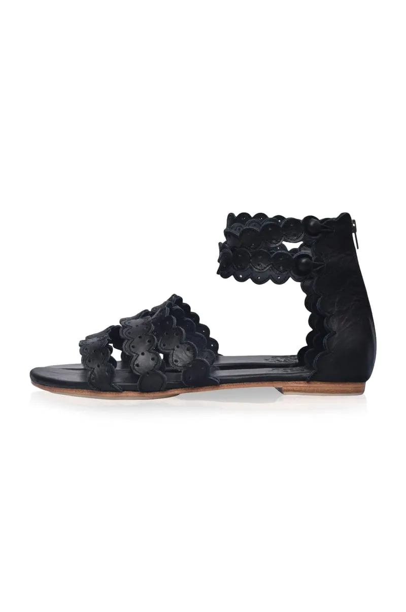 Rimini Boho Leather Sandals in Dark Brown