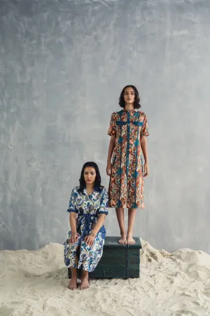 Roisin- Maroon &  Multi Printed Shirt Dress