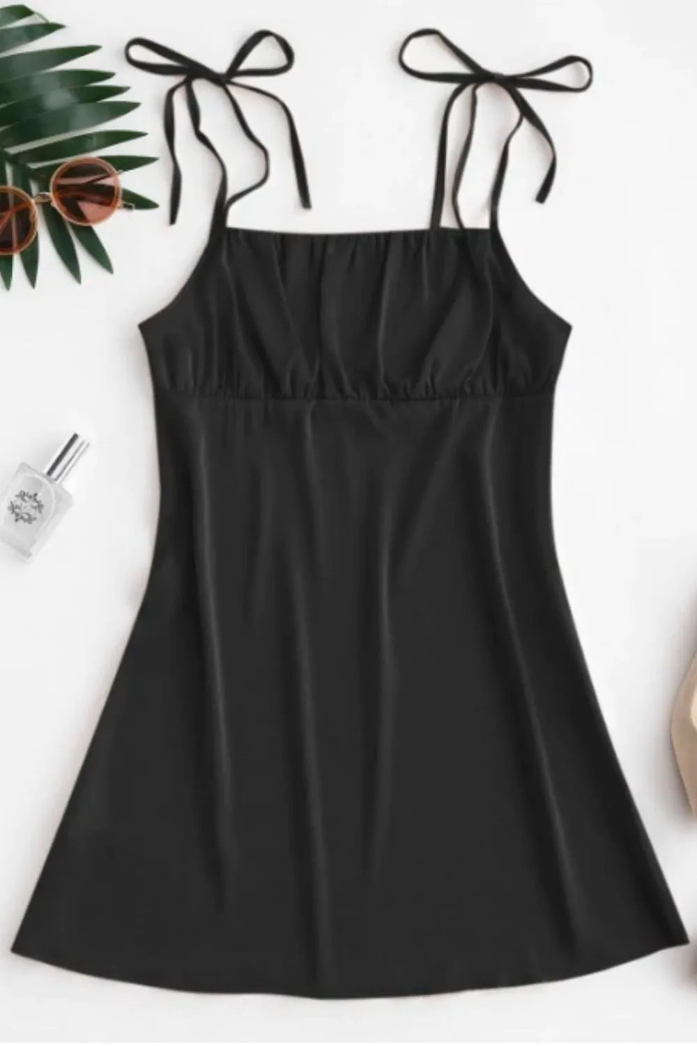 Rouched Tie Shoulder Mini Dress