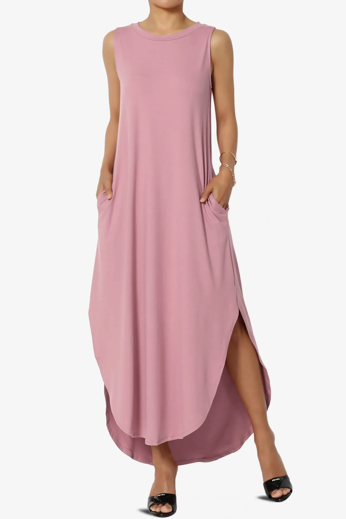 Rozlyn Sleeveless Slit Maxi Dress PLUS