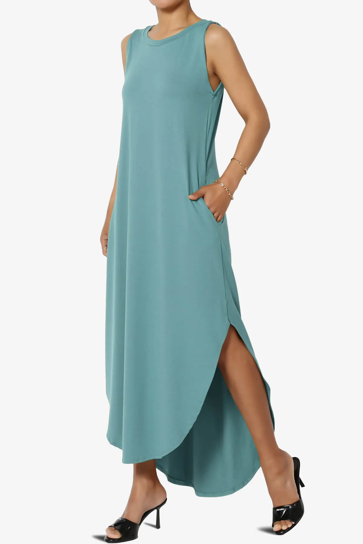 Rozlyn Sleeveless Slit Maxi Dress PLUS