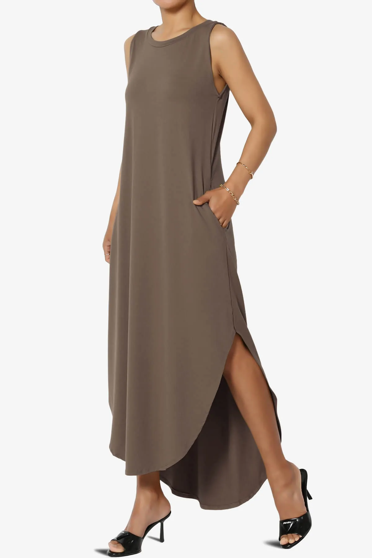 Rozlyn Sleeveless Slit Maxi Dress PLUS