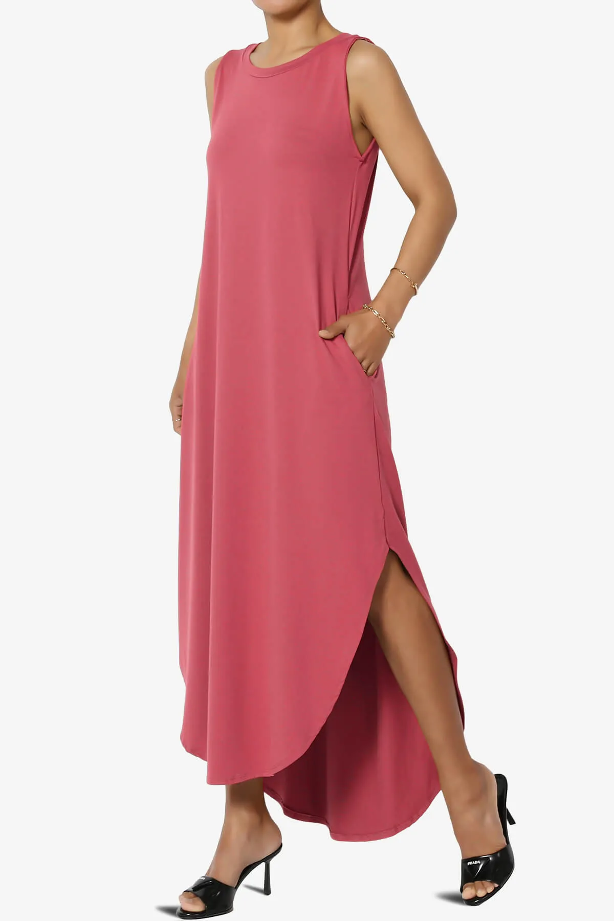 Rozlyn Sleeveless Slit Maxi Dress PLUS