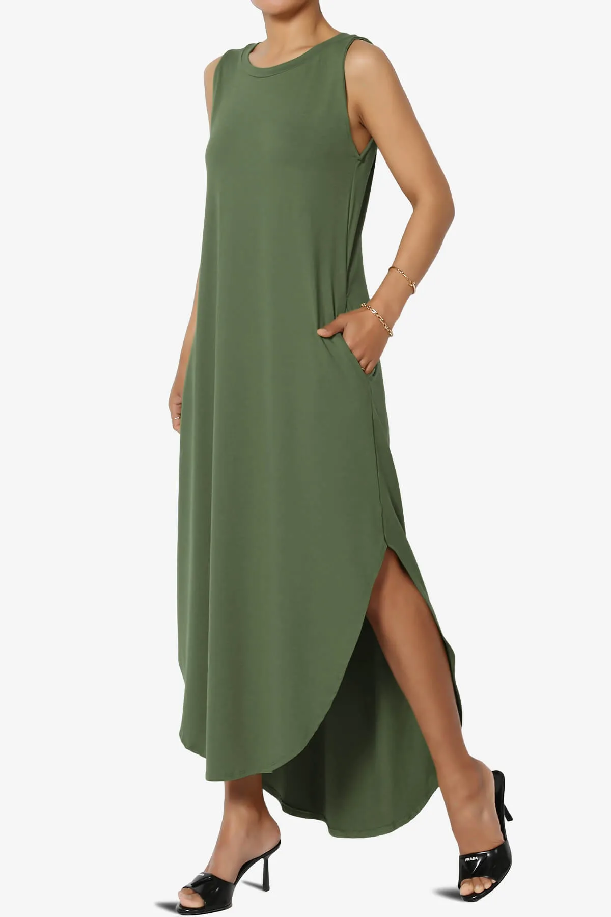 Rozlyn Sleeveless Slit Maxi Dress PLUS