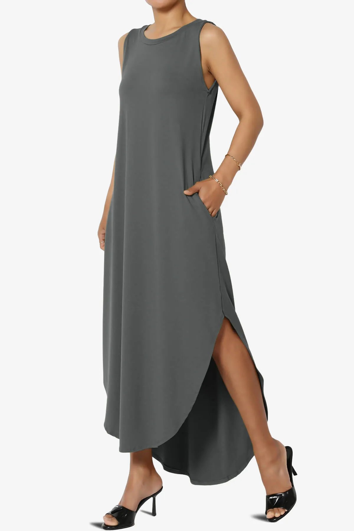 Rozlyn Sleeveless Slit Maxi Dress PLUS