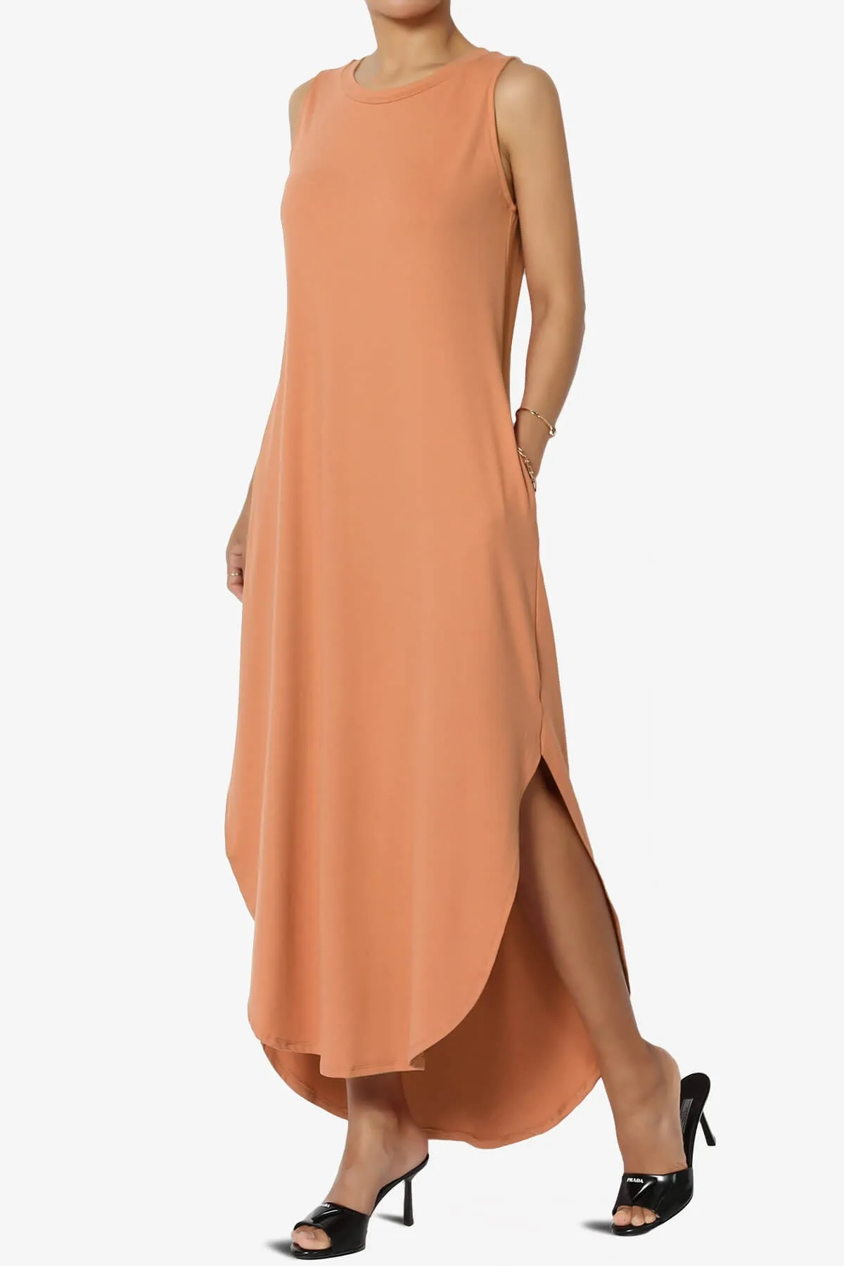 Rozlyn Sleeveless Slit Maxi Dress PLUS