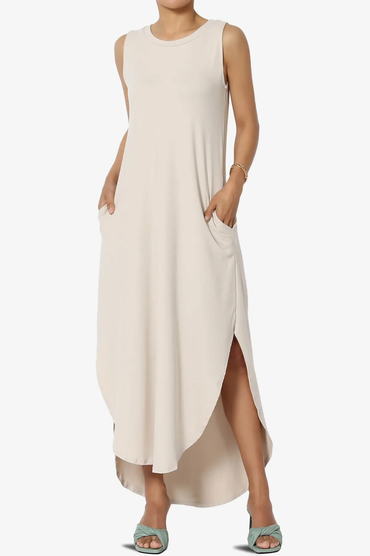 Rozlyn Sleeveless Slit Maxi Dress PLUS