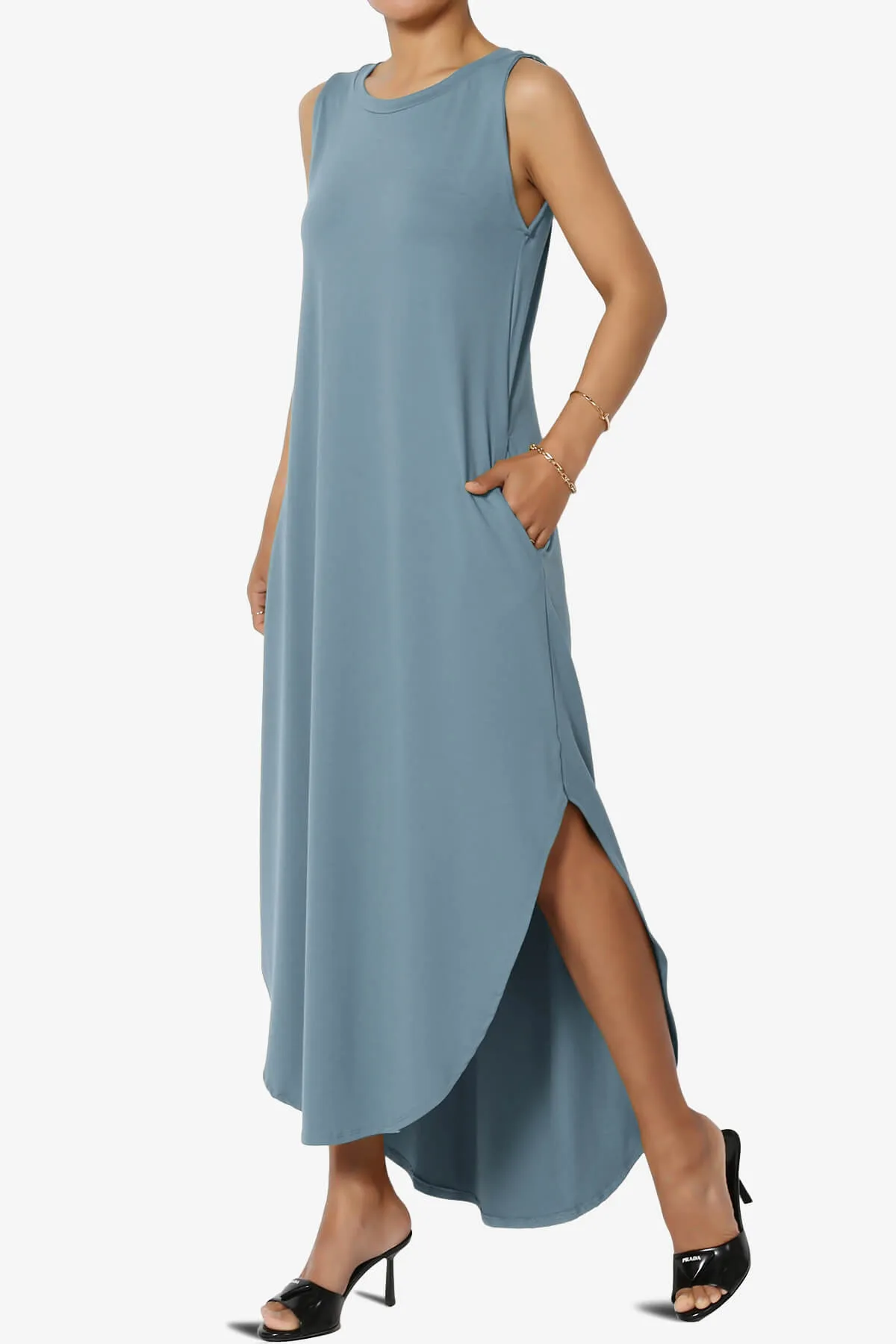 Rozlyn Sleeveless Slit Maxi Dress PLUS