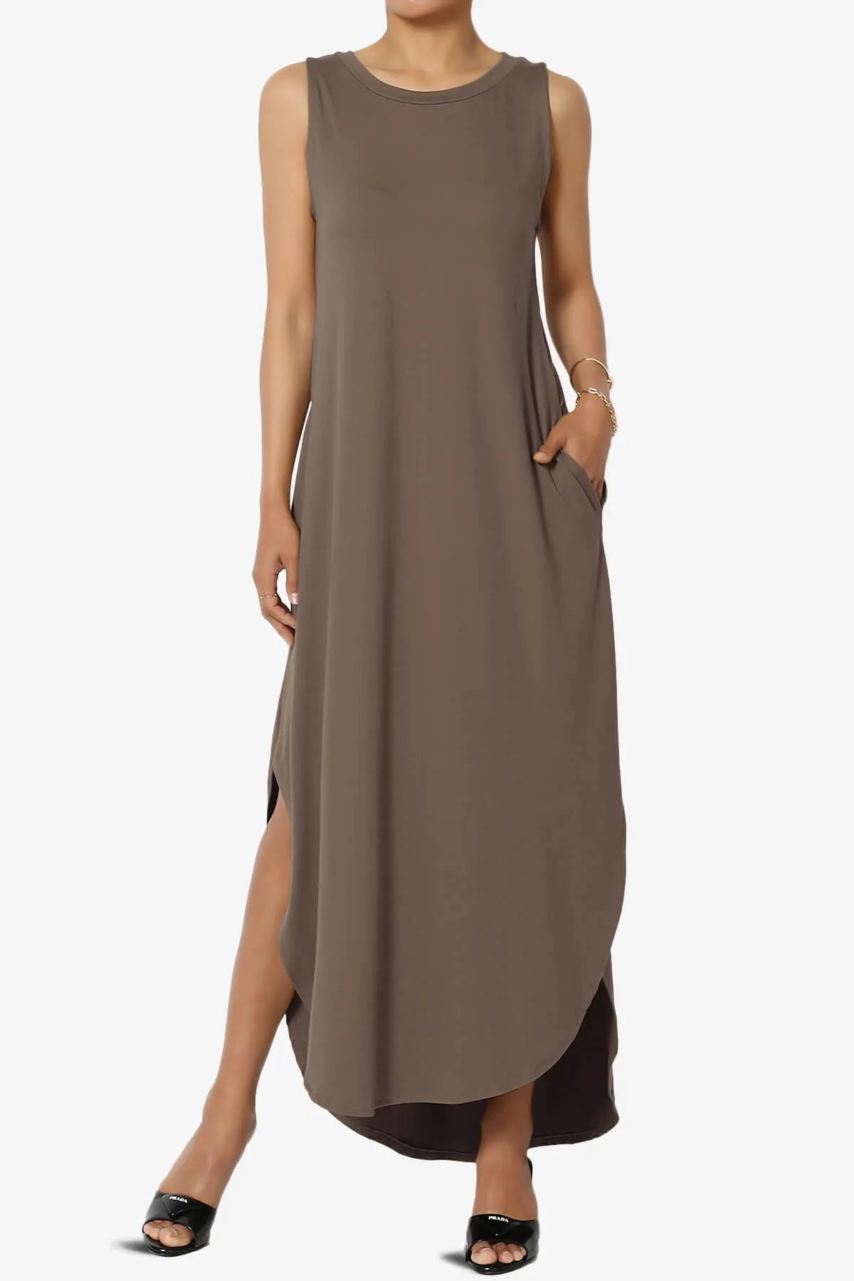 Rozlyn Sleeveless Slit Maxi Dress PLUS