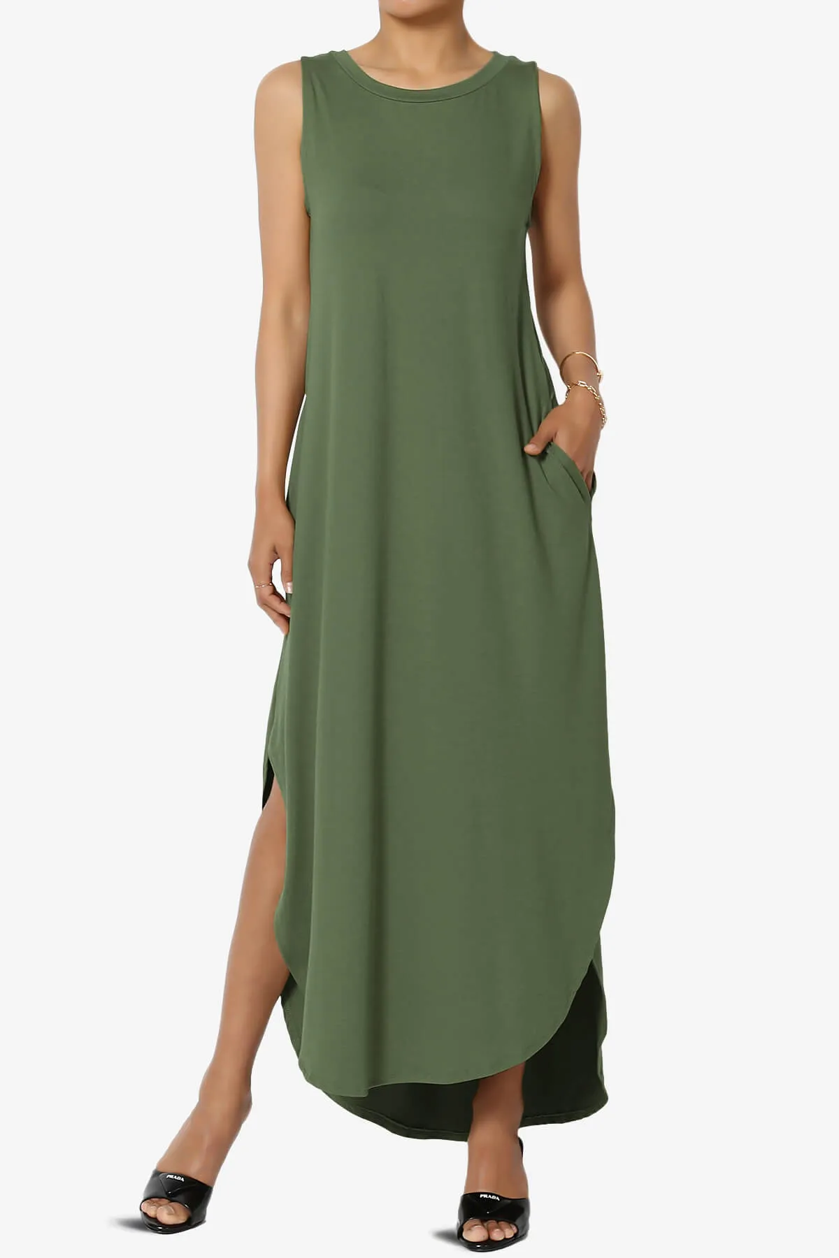 Rozlyn Sleeveless Slit Maxi Dress PLUS