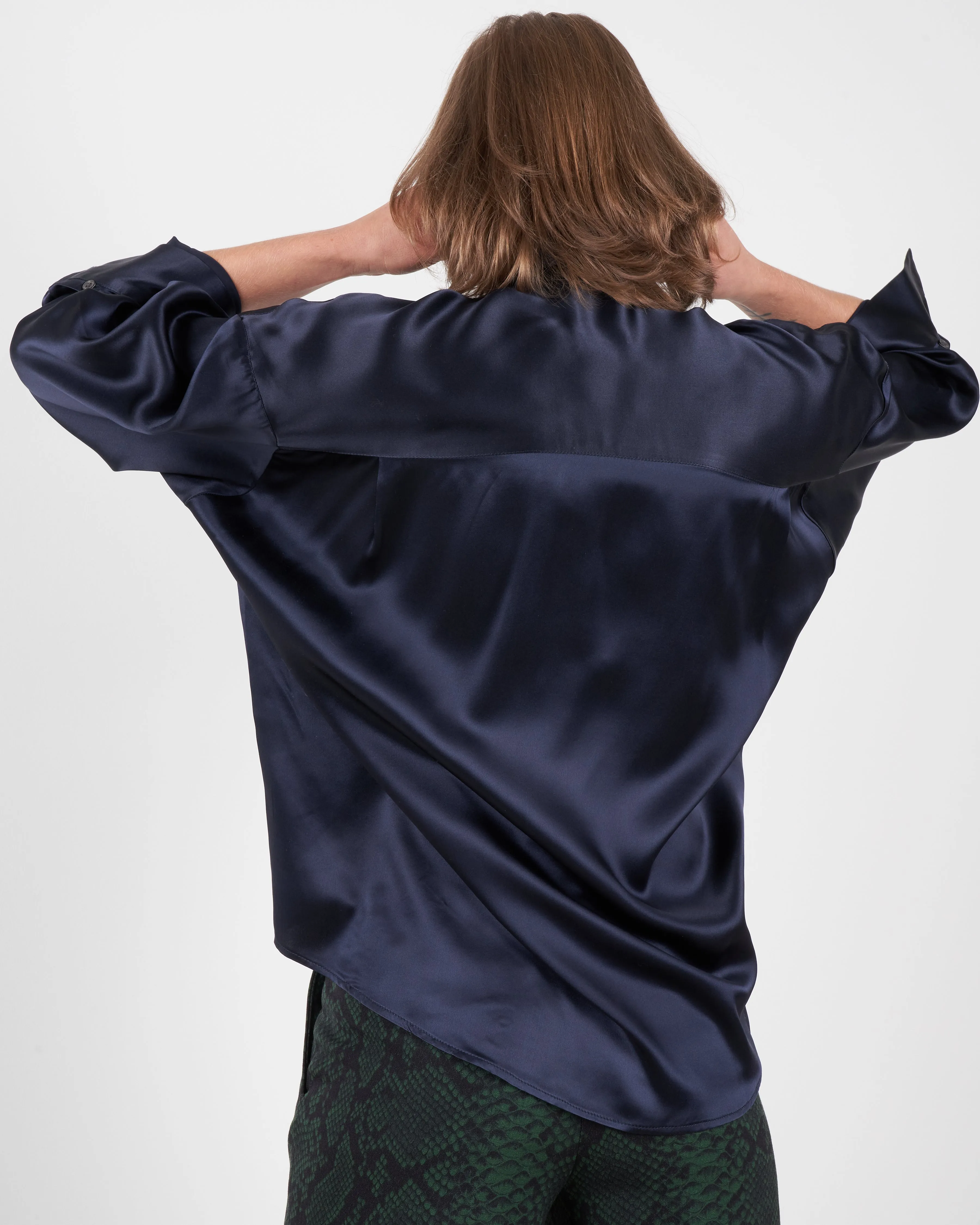 satin sheets shirt - navy