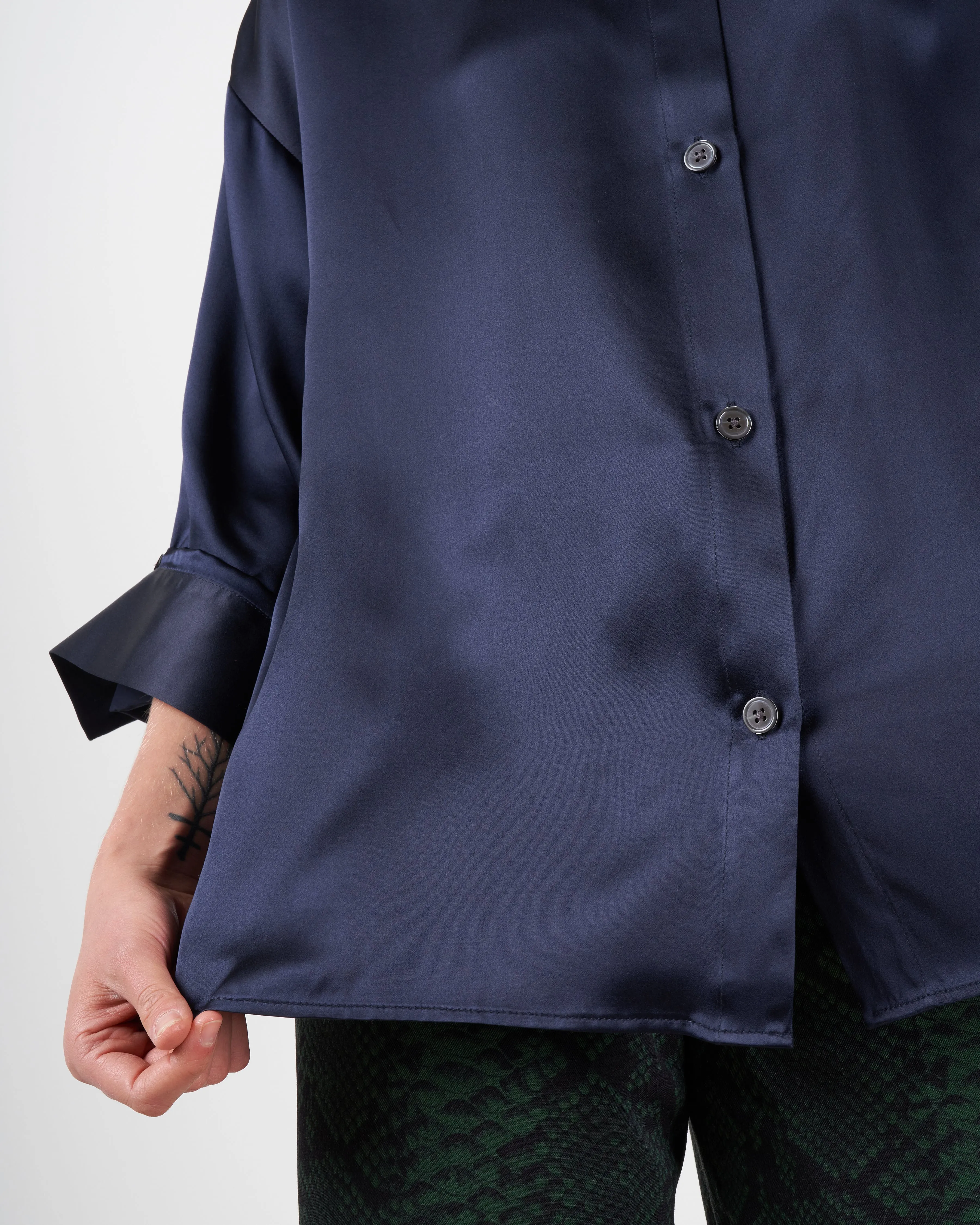 satin sheets shirt - navy