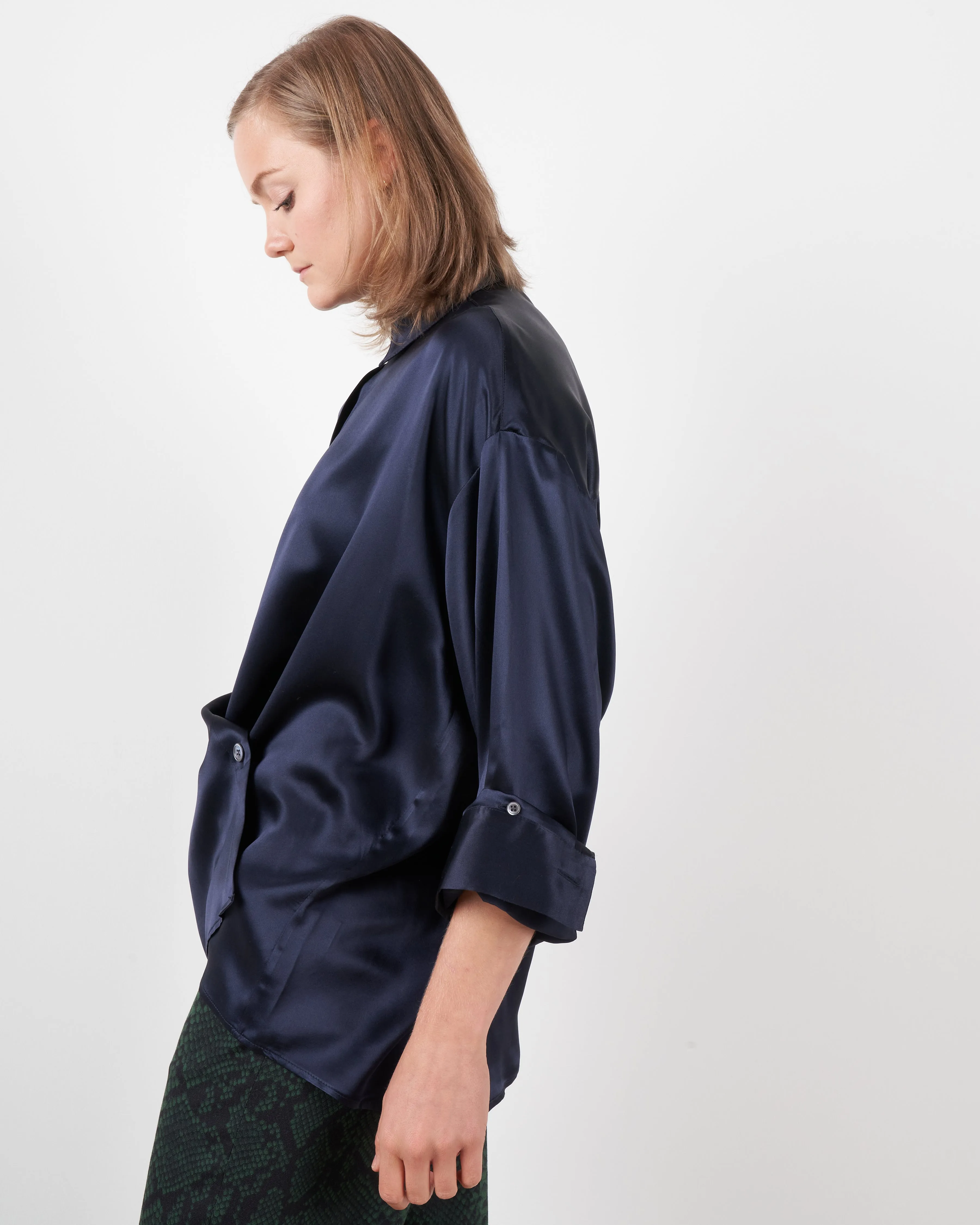 satin sheets shirt - navy
