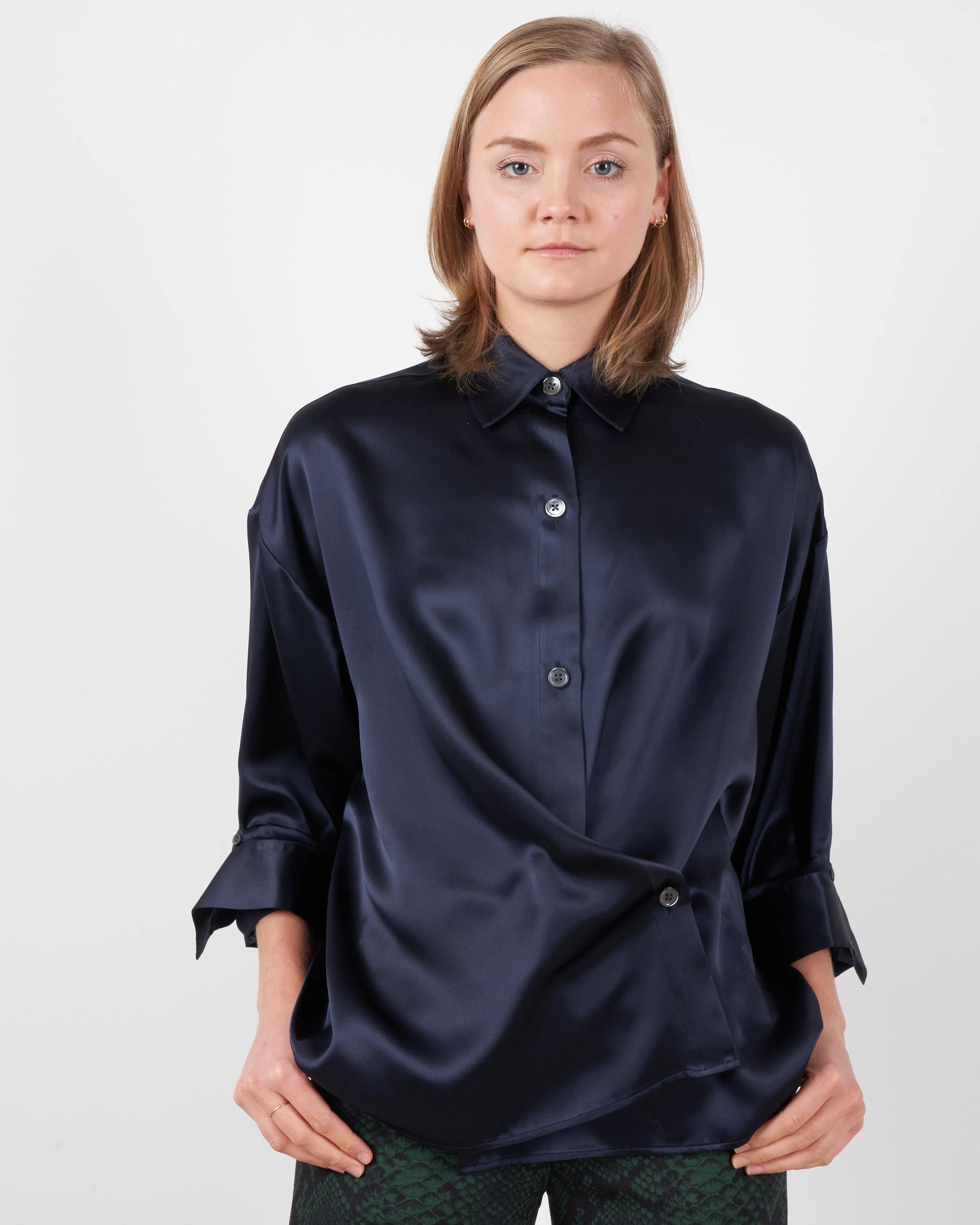 satin sheets shirt - navy