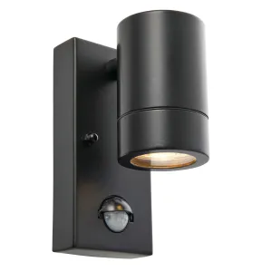Saxby 75435 Palin PIR 1lt wall IP44 7W Matt black paint & clear glass 7W LED GU10 (Required)
