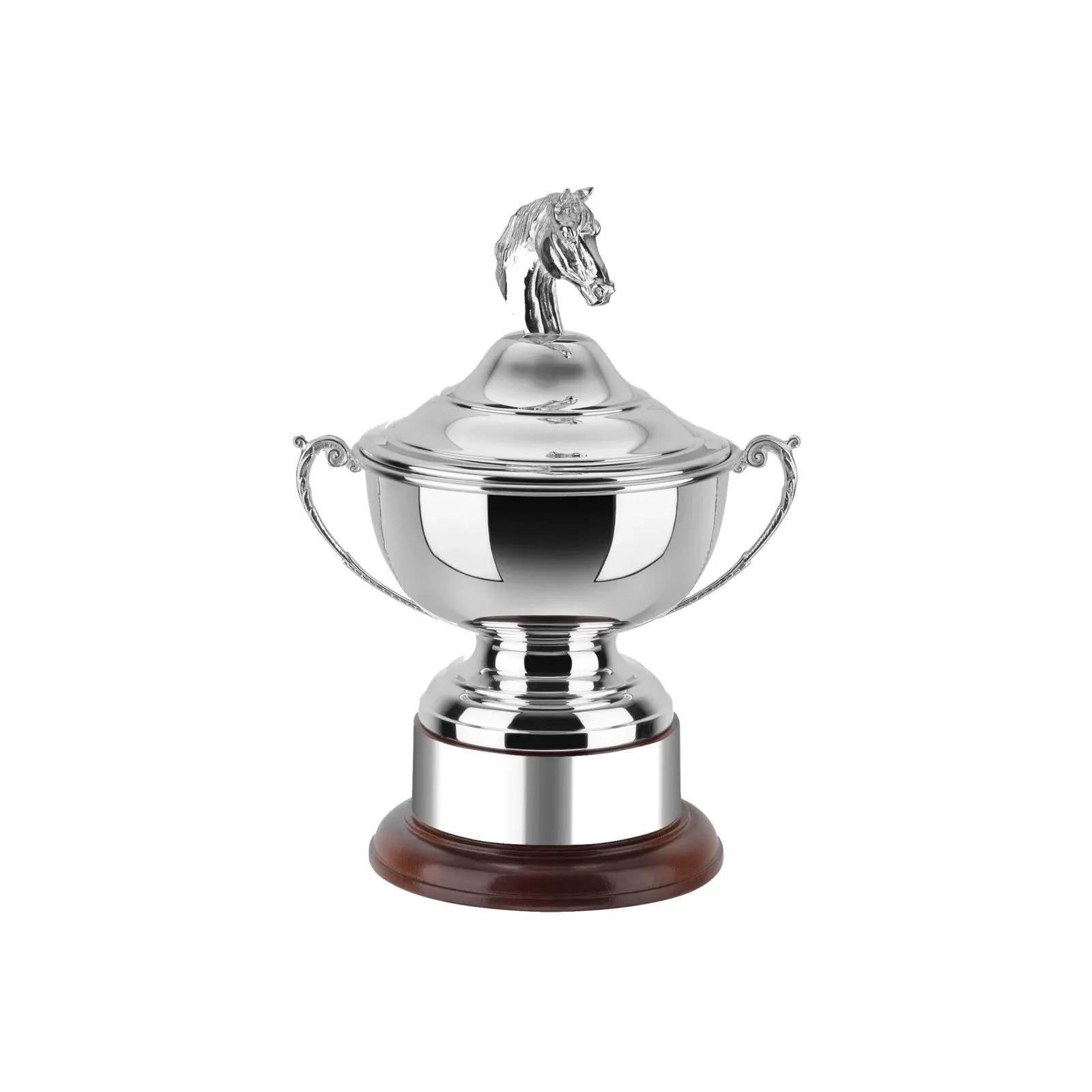 Silver Plated 12.5in Challenge Bowl Award - With Horse Head Lid