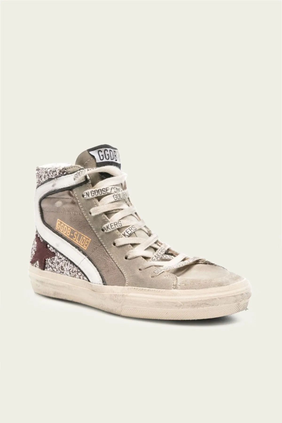 Slide Bronze and Silver Glitter Leather Sneaker
