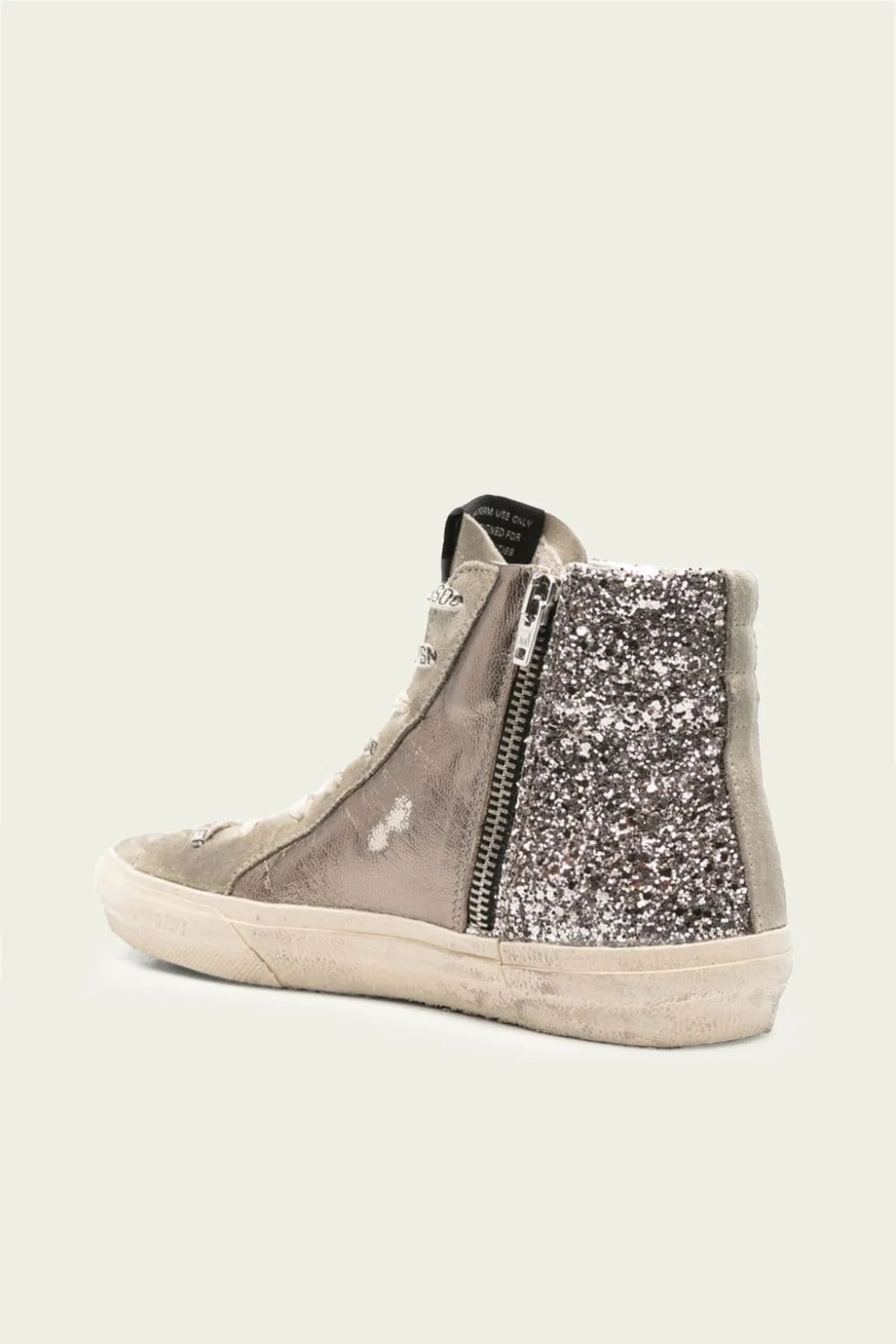 Slide Bronze and Silver Glitter Leather Sneaker