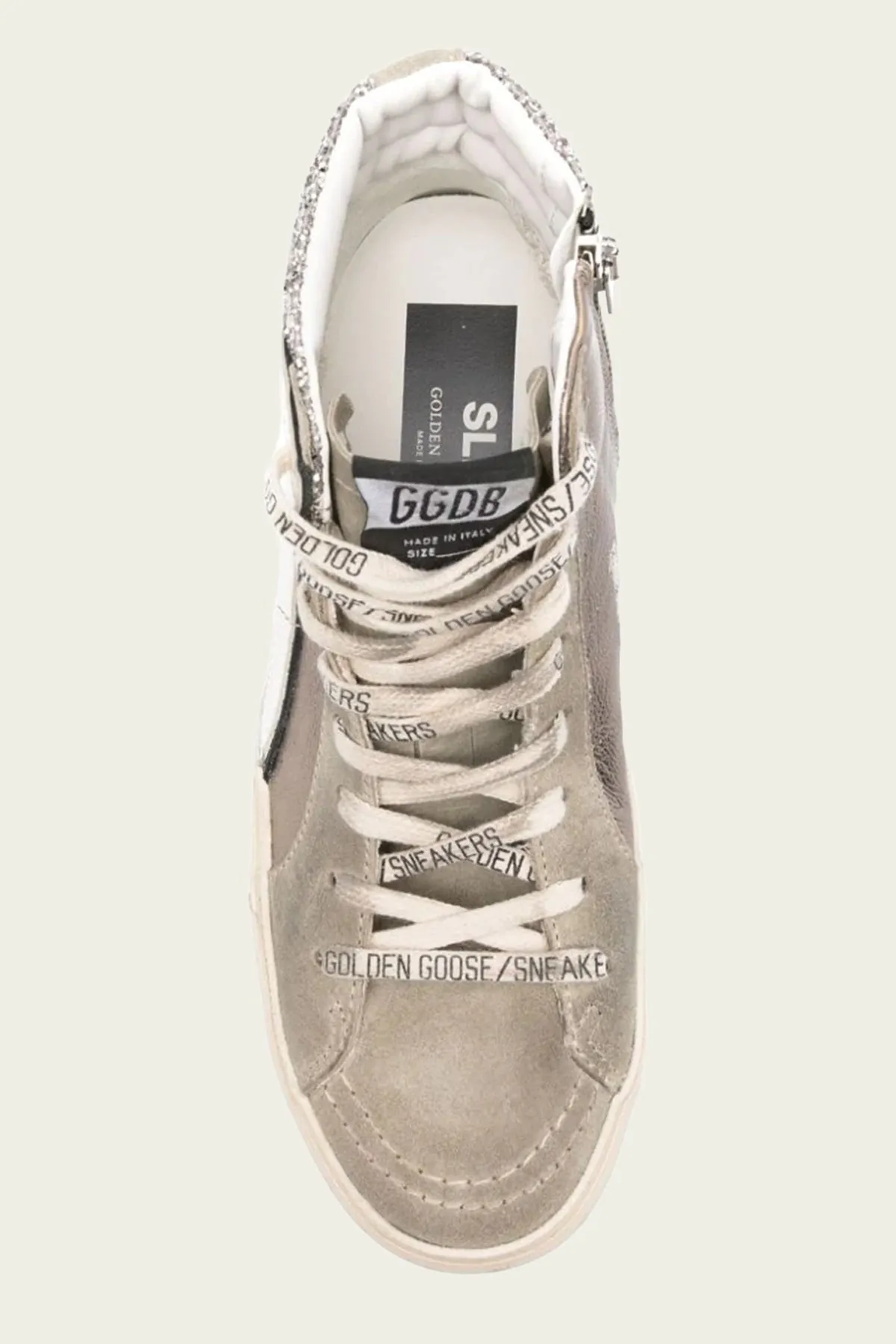Slide Bronze and Silver Glitter Leather Sneaker