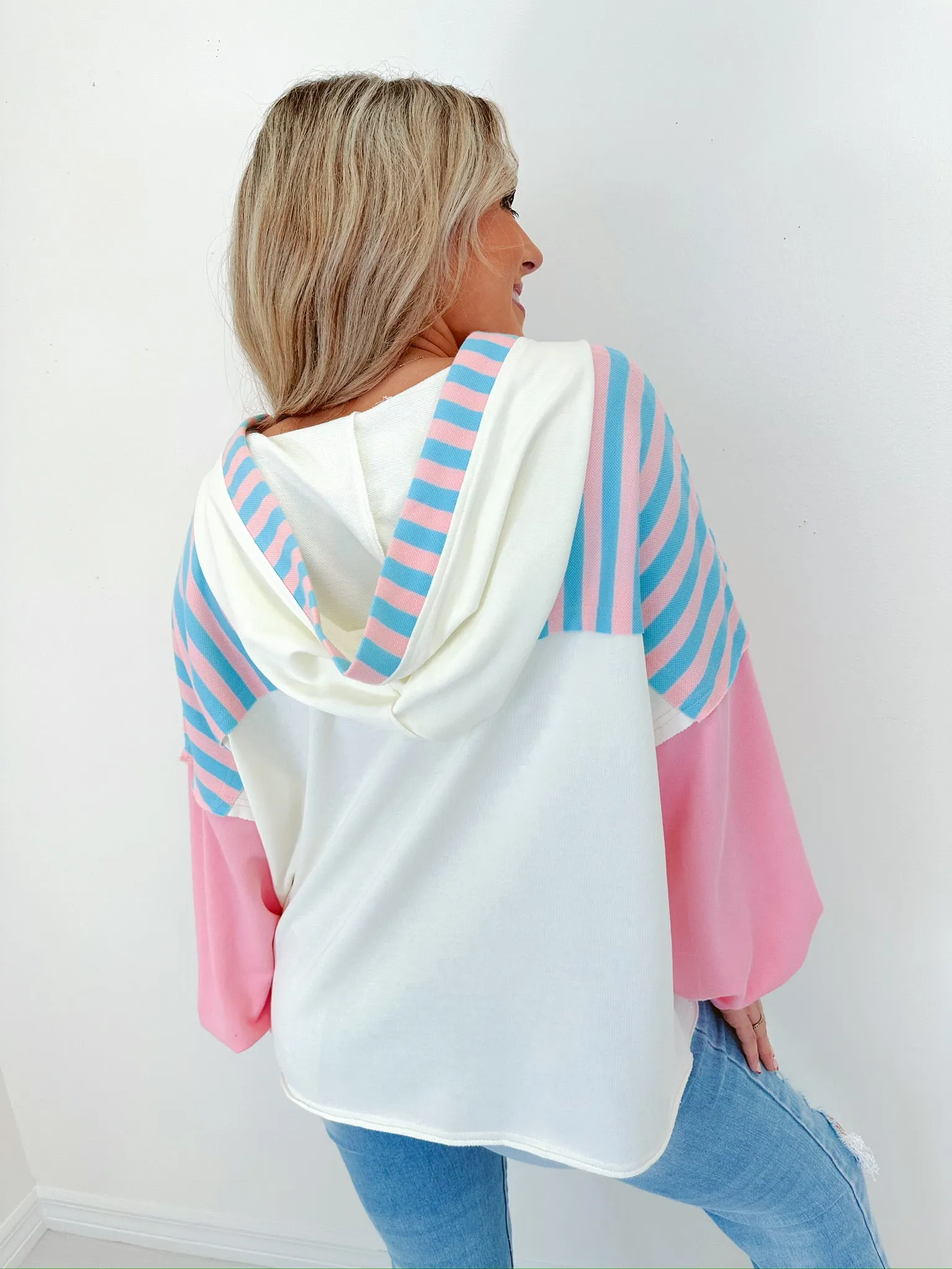 Stars N Stripes Pink Colorblock Hoodie