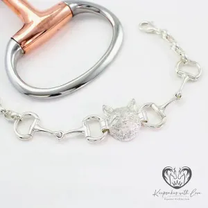 Sterling Silver Small Foxhead with Eggbutts Bracelet
